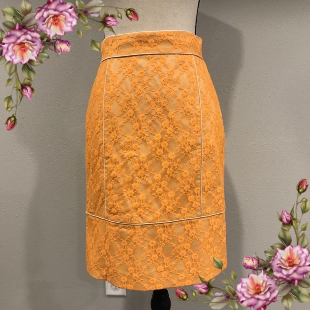 ANTONIO MELANI Yellow Lace Midi Skirt